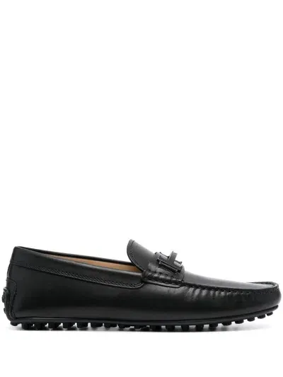 Tod's Almond-toe Leather Loafers In Nero