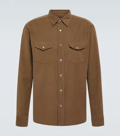 Tom Ford Cotton Corduroy Western Shirt In Brown