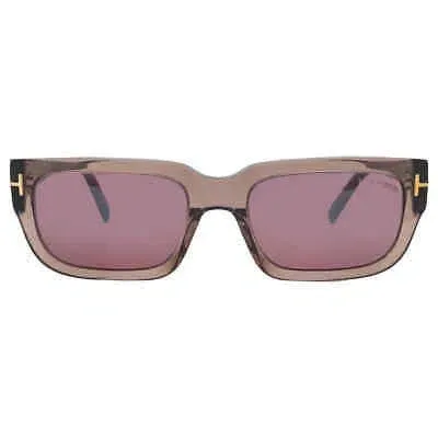 Pre-owned Tom Ford Ezra Bordeaux Mirror Rectangular Men's Sunglasses Ft1075 45u 54 In Red