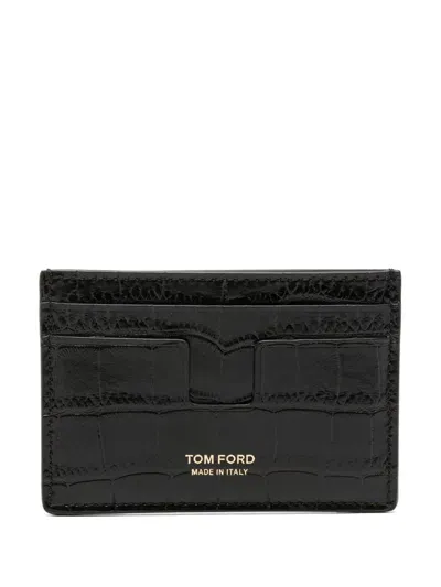 Tom Ford Logo-stamp Card Holder In 褐色