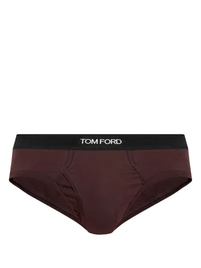 Tom Ford Logo-waistband Briefs In Red