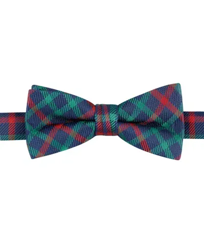 Tommy Hilfiger Kids' Boys Madison Grid Check Pre-tied Bow Tie In Navy Blue