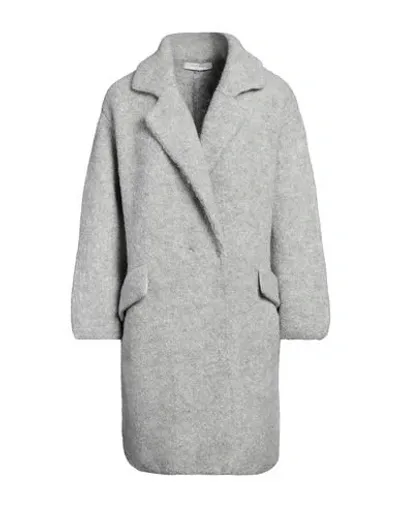 Tonet Woman Coat Light Grey Size 10 Baby Alpaca Wool, Merino Wool, Polyamide, Cashmere, Silk