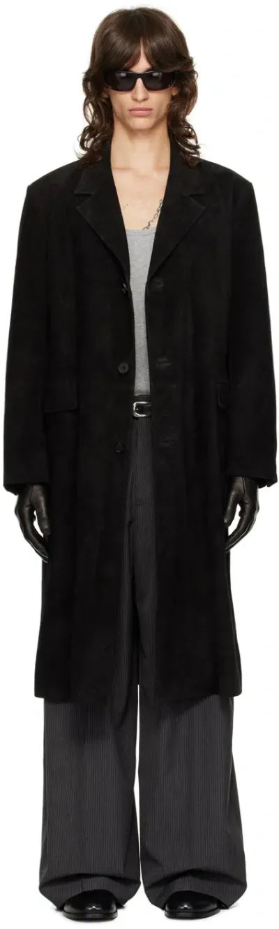 Tonywack Black Single-breasted Suede Coat