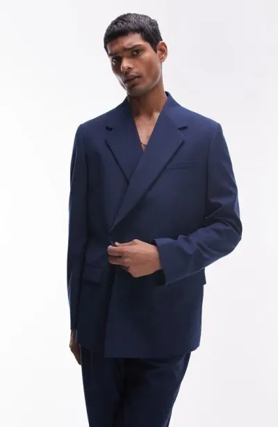 Topman Modern Fit Suit Jacket In Navy