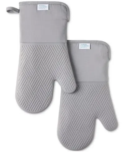 Town & Country Living Basics Silicone Basketweave Oven Mitts, Set Of 2 In Grey