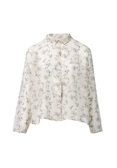 Traces Of Me Women's White Shirt Blossom Long Sleeve Silk-cotton Blend