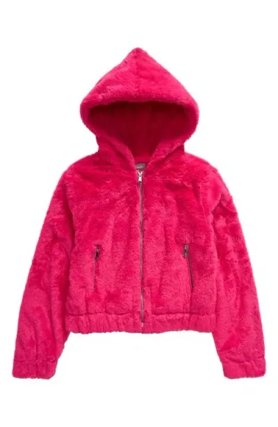 Tractr Kids' Teddy Faux Fur Hoodie In Bubblegum