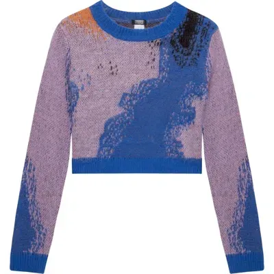 Truce Kids' Abstract Jacquard Crewneck Sweater In Blue Multi