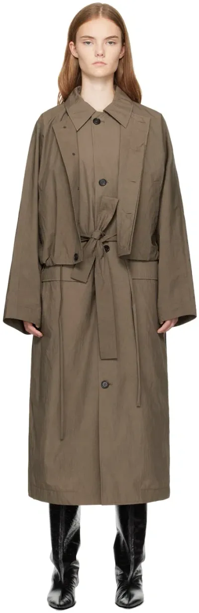 Umber Postpast Brown Natural Dyed Double Layered Coat