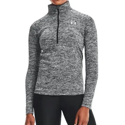 Under Armour Women's Tech Half Zip - Twist Shirt In Black / Black / Metallic Silver