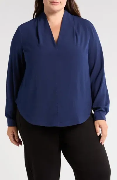 Universal Standard Better Than Crêpe De Chine V-neck Top In Vivid Navy