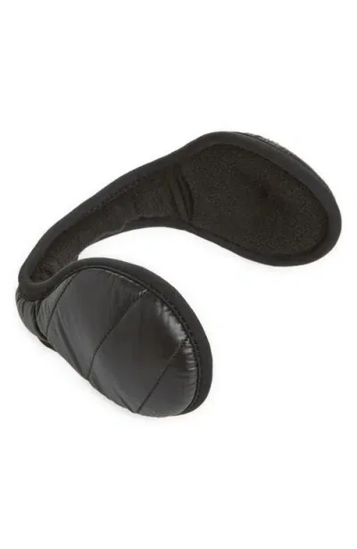 Ur U|r Fleece Lined Quilted Puffer Earmuffs In Black