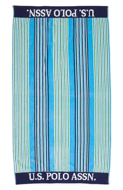 U.s. Polo Assn Us Polo Assn Port Stripe Jacquard Beach Towel In Blue Multi