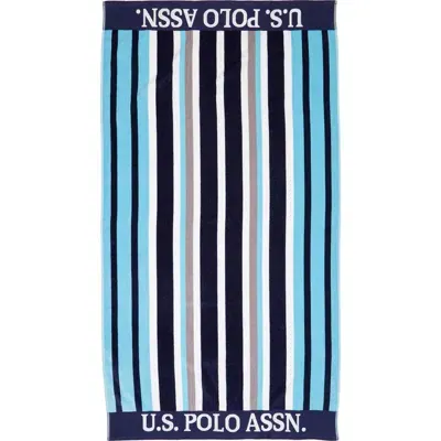 U.s. Polo Assn Us Polo Assn Sail Away Jacquard Beach Towel In Blue Multi