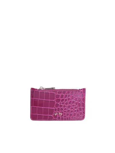 V73 Perla Wallet With Crocodile Print In Fuchsia