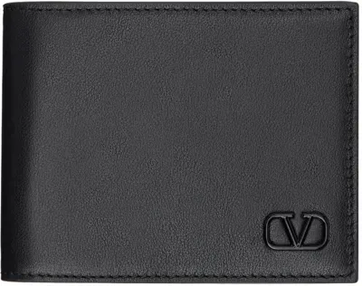 Valentino Garavani Black Vlogo Signature Wallet In 0no Nero