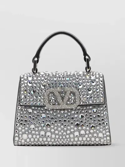 Valentino Garavani Mini Vsling Embroidered Handbag In Grey