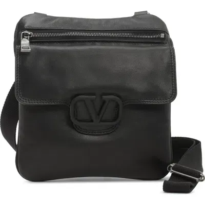 Valentino Garavani Mini Vlogo Leather Crossbody Bag In Black