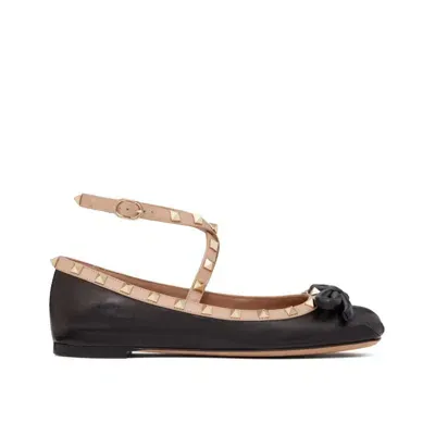 Valentino Garavani Garavani Leather Ballerina Flats In Black