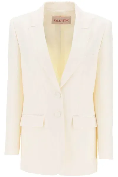 Valentino Ivory Crepe Couture Jacket With All-over Jacquard Toile Iconographe Motif In Cream