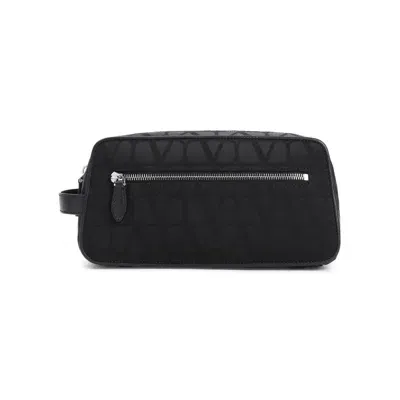 Valentino Garavani Polyester Washbag In Black