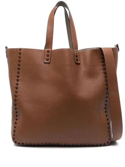 Valentino Garavani Rockstud-embellished Tote Bag In Brown