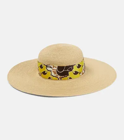 Valentino Scarf-detail Sun Hat In Gold