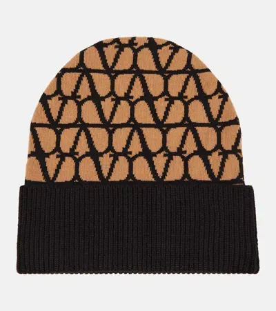 Valentino Garavani Toile Iconographe Cashmere Beanie In Beige