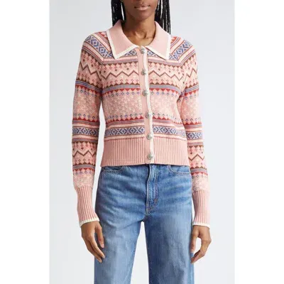 Veronica Beard Cheshire Fair Isle Cardigan In Rose Multi