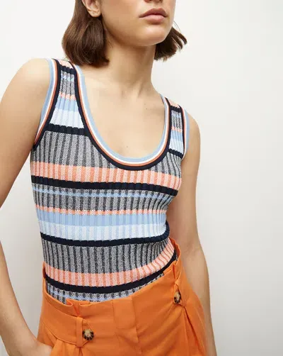 Veronica Beard Sandra Ribbed Tank In Blue Multi