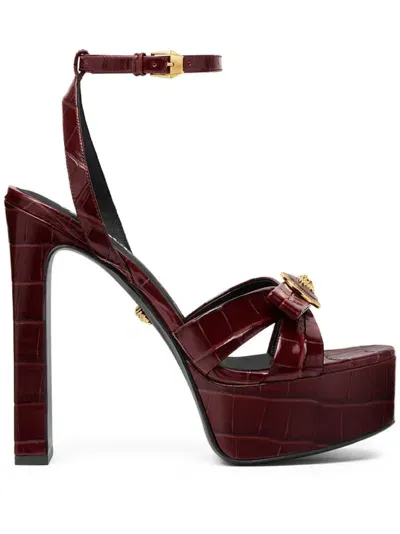 Versace 140mm Gianni Ribbon Sandals In Red