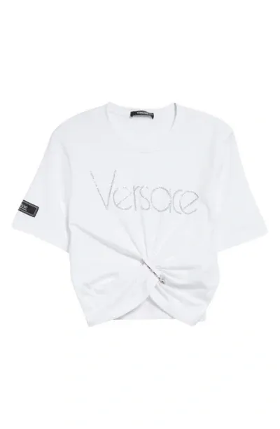 Versace Crystal 1978 Re-edition Logo T-shirt In White Crystal