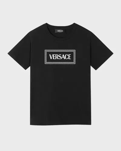 Versace Kids' Logo-print Cotton T-shirt In Black