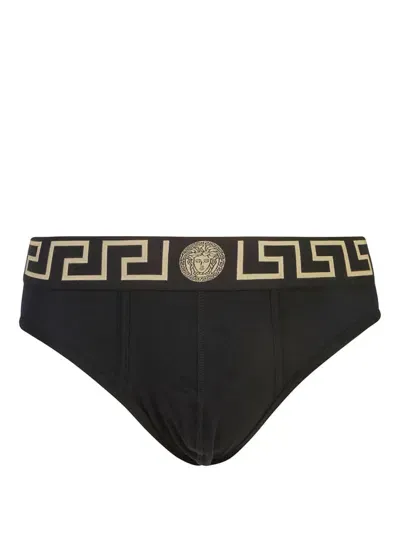 Versace Greca Medusa Head Three-piece Briefs Set In Black