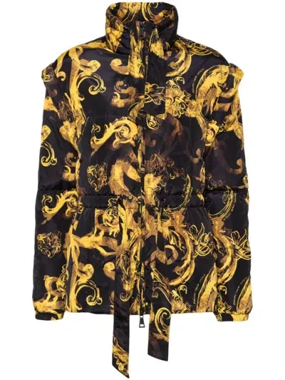 Versace Jeans Couture Barocco-print Down Jacket In Black