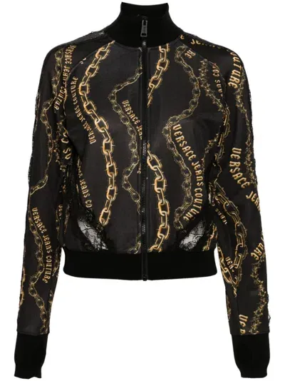 Versace Jeans Couture Logo-chain Jacket In Schwarz