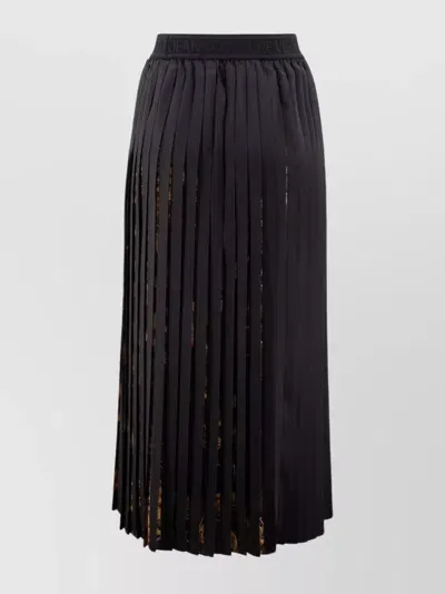 Versace Jeans Couture Pleated Skirt With Watercolour Barocco Print In Black