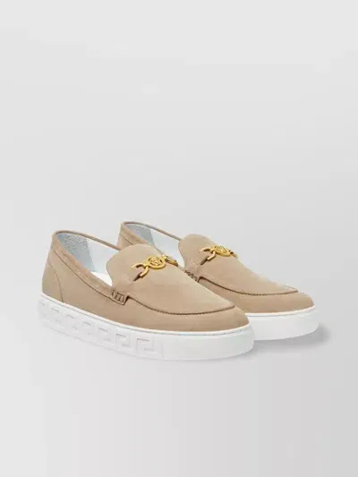 Versace Classic Suede Loafers For Men In Tan