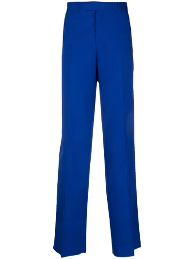 Versace Wide-leg Tailored Trousers In Blue