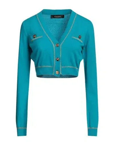 Versace Cropped Button-fastening Cardigan In Green