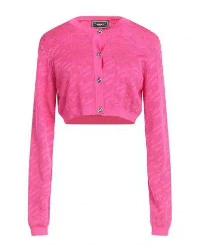 Versace Woman Cardigan Fuchsia Size 6 Viscose, Polyamide, Elastane In Pink