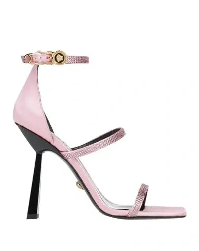 Versace Woman Sandals Pink Size 6 Textile Fibers