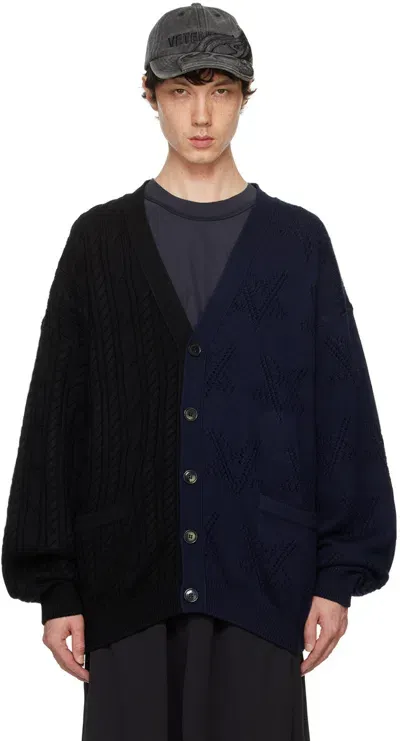 Vetements Black & Navy Split Deconstructed Cardigan In Black / Navy