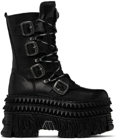 Vetements Black New Rock Edition Lace Up Boots