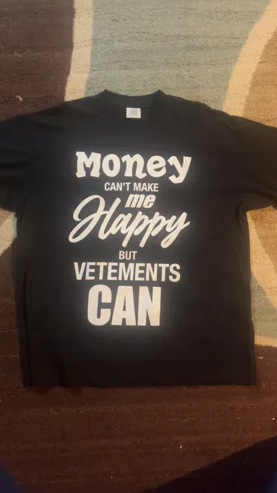 Pre-owned Vetements Money Can't Make Me Happy T Shirt In Black/white