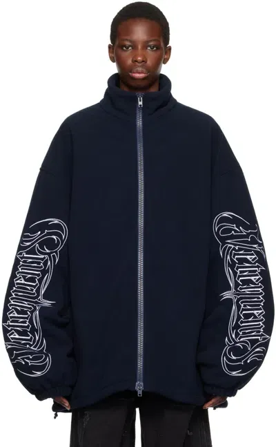 Vetements Navy Metal Logo Jacket