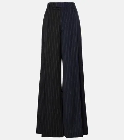 Vetements Pinstripe Wool Wide-leg Pants In Black