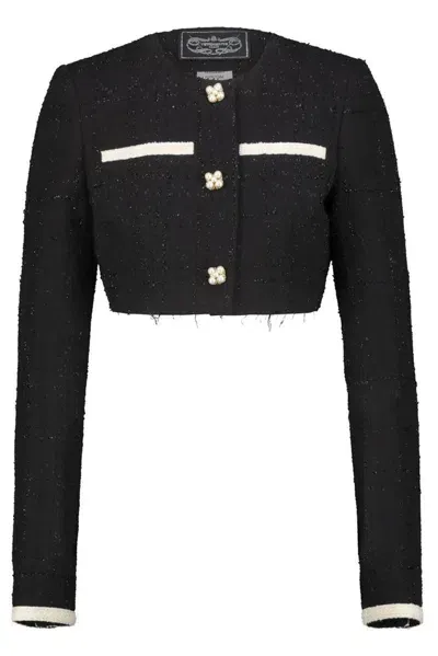 Vetements Tweed Cropped Jacket In Black