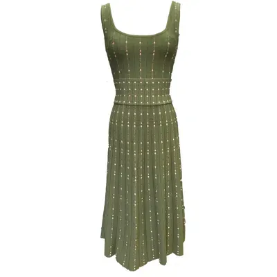 Viavai Women's Green / Rose Gold Patsy Top And Skirt "dress Set" In Olive In Green/rose Gold